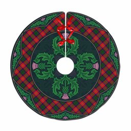 ScotsTee Shop Scottish Roxburgh District Clan Scottish Thistle Flower Round Leaf Tartan Christmas Tree Skirt