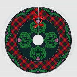 ScotsTee Shop Scottish Roxburgh District Clan Scottish Thistle Flower Round Leaf Tartan Christmas Tree Skirt