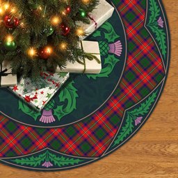 ScotsTee Shop Scottish Roxburgh District Clan Scottish Thistle Flower Round Leaf Tartan Christmas Tree Skirt