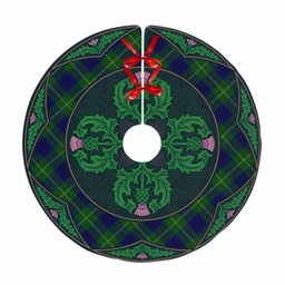ScotsTee Shop Scottish Oliphant Modern Clan Scottish Thistle Flower Round Leaf Tartan Christmas Tree Skirt