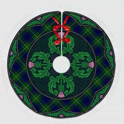 ScotsTee Shop Scottish Oliphant Modern Clan Scottish Thistle Flower Round Leaf Tartan Christmas Tree Skirt