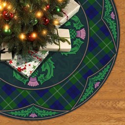ScotsTee Shop Scottish Oliphant Modern Clan Scottish Thistle Flower Round Leaf Tartan Christmas Tree Skirt