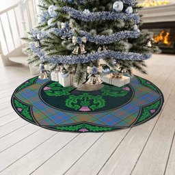 ScotsTee Shop Scottish Stewart of Appin Hunting Ancient Clan Scottish Thistle Flower Round Leaf Tartan Christmas Tree Skirt