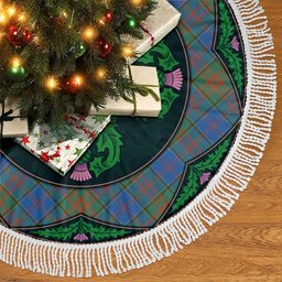 ScotsTee Shop Scottish Stewart of Appin Hunting Ancient Clan Scottish Thistle Flower Round Leaf Tartan Christmas Tree Skirt