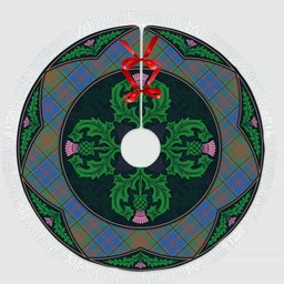 ScotsTee Shop Scottish Stewart of Appin Hunting Ancient Clan Scottish Thistle Flower Round Leaf Tartan Christmas Tree Skirt