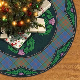 ScotsTee Shop Scottish Stewart of Appin Hunting Ancient Clan Scottish Thistle Flower Round Leaf Tartan Christmas Tree Skirt