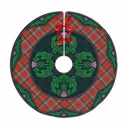 ScotsTee Shop Scottish Robertson Weathered Clan Scottish Thistle Flower Round Leaf Tartan Christmas Tree Skirt