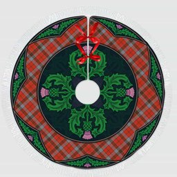 ScotsTee Shop Scottish Robertson Weathered Clan Scottish Thistle Flower Round Leaf Tartan Christmas Tree Skirt