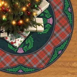 ScotsTee Shop Scottish Robertson Weathered Clan Scottish Thistle Flower Round Leaf Tartan Christmas Tree Skirt