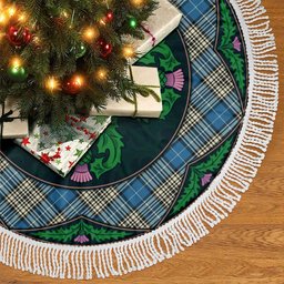 ScotsTee Shop Scottish Napier Ancient Clan Scottish Thistle Flower Round Leaf Tartan Christmas Tree Skirt