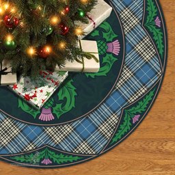ScotsTee Shop Scottish Napier Ancient Clan Scottish Thistle Flower Round Leaf Tartan Christmas Tree Skirt