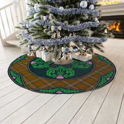 ScotsTee Shop Scottish Scott Brown Modern Clan Scottish Thistle Flower Round Leaf Tartan Christmas Tree Skirt
