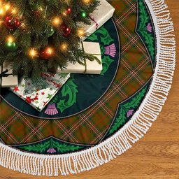 ScotsTee Shop Scottish Scott Brown Modern Clan Scottish Thistle Flower Round Leaf Tartan Christmas Tree Skirt