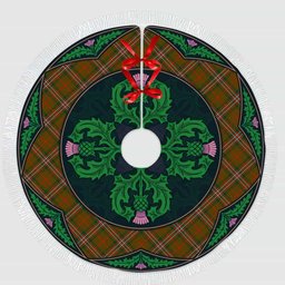 ScotsTee Shop Scottish Scott Brown Modern Clan Scottish Thistle Flower Round Leaf Tartan Christmas Tree Skirt
