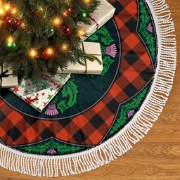 ScotsTee Shop Scottish Rob Roy MacGregor Ancient Clan Scottish Thistle Flower Round Leaf Tartan Christmas Tree Skirt