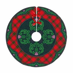 ScotsTee Shop Scottish MacNab Modern Clan Scottish Thistle Flower Round Leaf Tartan Christmas Tree Skirt