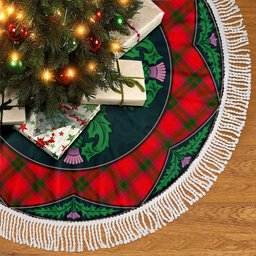 ScotsTee Shop Scottish MacNab Modern Clan Scottish Thistle Flower Round Leaf Tartan Christmas Tree Skirt