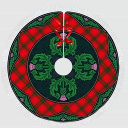 ScotsTee Shop Scottish MacNab Modern Clan Scottish Thistle Flower Round Leaf Tartan Christmas Tree Skirt