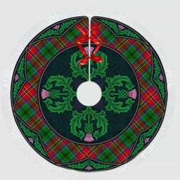 ScotsTee Shop Scottish McCulloch Clan Scottish Thistle Flower Round Leaf Tartan Christmas Tree Skirt