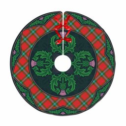ScotsTee Shop Scottish MacLaine of Loch Buie Clan Scottish Thistle Flower Round Leaf Tartan Christmas Tree Skirt