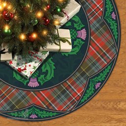 ScotsTee Shop Scottish MacPherson Weathered Clan Scottish Thistle Flower Round Leaf Tartan Christmas Tree Skirt