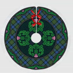 ScotsTee Shop Scottish MacLaren Ancient Clan Scottish Thistle Flower Round Leaf Tartan Christmas Tree Skirt