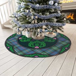 ScotsTee Shop Scottish MacPhail Hunting Ancient Clan Scottish Thistle Flower Round Leaf Tartan Christmas Tree Skirt