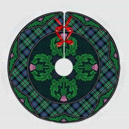 ScotsTee Shop Scottish Rose Hunting Ancient Clan Scottish Thistle Flower Round Leaf Tartan Christmas Tree Skirt