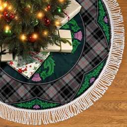 ScotsTee Shop Scottish Moffat Modern Clan Scottish Thistle Flower Round Leaf Tartan Christmas Tree Skirt