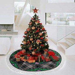 ScotsTee Shop Scottish Moffat Modern Clan Scottish Thistle Flower Round Leaf Tartan Christmas Tree Skirt