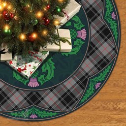ScotsTee Shop Scottish Moffat Modern Clan Scottish Thistle Flower Round Leaf Tartan Christmas Tree Skirt