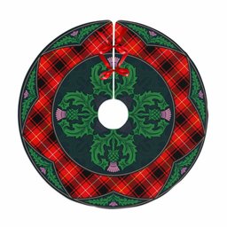 ScotsTee Shop Scottish MacIver Modern Clan Scottish Thistle Flower Round Leaf Tartan Christmas Tree Skirt