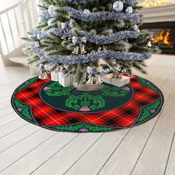 ScotsTee Shop Scottish MacIver Modern Clan Scottish Thistle Flower Round Leaf Tartan Christmas Tree Skirt
