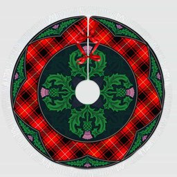 ScotsTee Shop Scottish MacIver Modern Clan Scottish Thistle Flower Round Leaf Tartan Christmas Tree Skirt