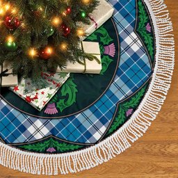 ScotsTee Shop Scottish Roberton Clan Scottish Thistle Flower Round Leaf Tartan Christmas Tree Skirt