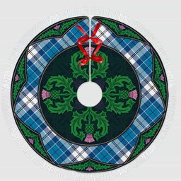 ScotsTee Shop Scottish Roberton Clan Scottish Thistle Flower Round Leaf Tartan Christmas Tree Skirt