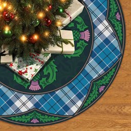 ScotsTee Shop Scottish Roberton Clan Scottish Thistle Flower Round Leaf Tartan Christmas Tree Skirt