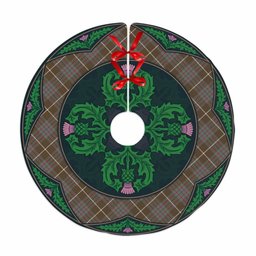 ScotsTee Shop Scottish MacIntyre Hunting Weathered Clan Scottish Thistle Flower Round Leaf Tartan Christmas Tree Skirt