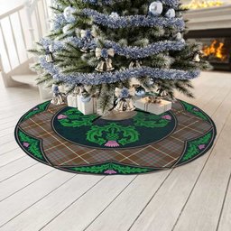 ScotsTee Shop Scottish MacIntyre Hunting Weathered Clan Scottish Thistle Flower Round Leaf Tartan Christmas Tree Skirt