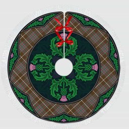ScotsTee Shop Scottish MacIntyre Hunting Weathered Clan Scottish Thistle Flower Round Leaf Tartan Christmas Tree Skirt