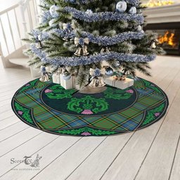 ScotsTee Shop Scottish MacMillan Hunting Ancient Clan Scottish Thistle Flower Round Leaf Tartan Christmas Tree Skirt