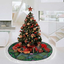 ScotsTee Shop Scottish MacMillan Hunting Ancient Clan Scottish Thistle Flower Round Leaf Tartan Christmas Tree Skirt