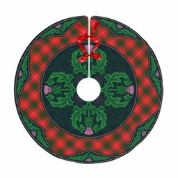 ScotsTee Shop Scottish MacFie Clan Scottish Thistle Flower Round Leaf Tartan Christmas Tree Skirt