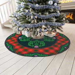 ScotsTee Shop Scottish MacFie Clan Scottish Thistle Flower Round Leaf Tartan Christmas Tree Skirt
