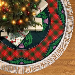 ScotsTee Shop Scottish MacFie Clan Scottish Thistle Flower Round Leaf Tartan Christmas Tree Skirt