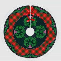 ScotsTee Shop Scottish MacFie Clan Scottish Thistle Flower Round Leaf Tartan Christmas Tree Skirt