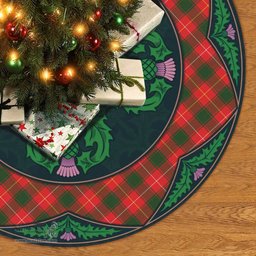 ScotsTee Shop Scottish MacFie Clan Scottish Thistle Flower Round Leaf Tartan Christmas Tree Skirt