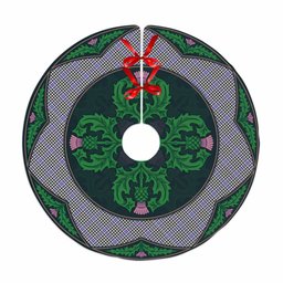 ScotsTee Shop Scottish Sir Walter Scott Clan Scottish Thistle Flower Round Leaf Tartan Christmas Tree Skirt