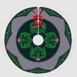 ScotsTee Shop Scottish Sir Walter Scott Clan Scottish Thistle Flower Round Leaf Tartan Christmas Tree Skirt