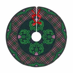 ScotsTee Shop Scottish MacFarlane Hunting Modern Clan Scottish Thistle Flower Round Leaf Tartan Christmas Tree Skirt